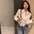 Shirts Women Folds Slim Fit Crop Tops Daily Design - MERGE.DAY.1.FREESTYLE