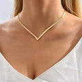 Simple Creative V-shaped Necklace For Women Flat Snake Chain Choker - MERGE.DAY.1.FREESTYLE