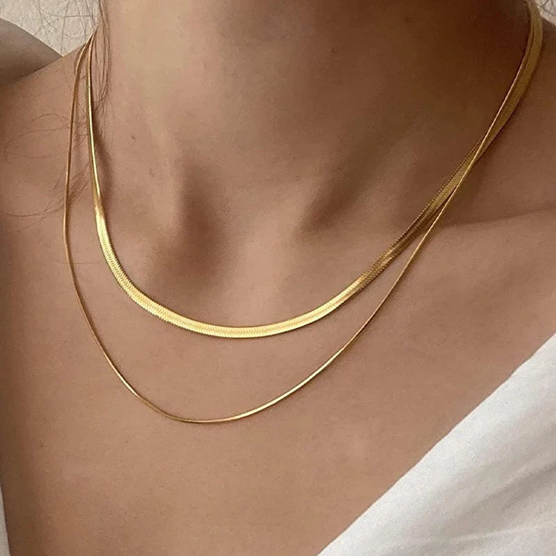 Simple Creative V-shaped Necklace For Women Flat Snake Chain Choker - MERGE.DAY.1.FREESTYLE