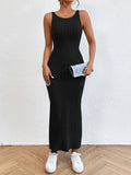 Summer Solid Backless Tank mid-length knitted sleeveless dress - MERGE.DAY.1.FREESTYLE