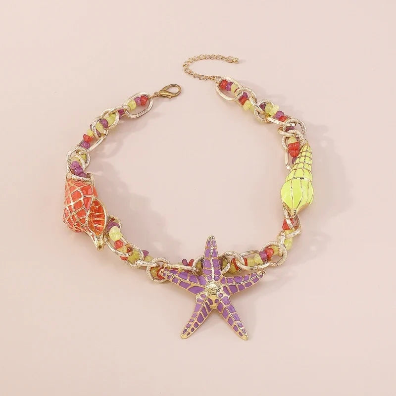 Starfish Shell Charm Choker Necklace - MERGE.DAY.1.FREESTYLE