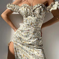 Summer Floral Off Shoulder Puff Sleeve Maxi Dress - MERGE.DAY.1.FREESTYLE