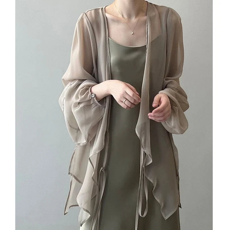 Women High Street Casual Lacing Button Cardigan Elegant All-match Top - MERGE.DAY.1.FREESTYLE
