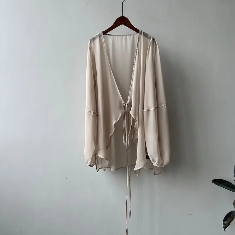 Women High Street Casual Lacing Button Cardigan Elegant All-match Top - MERGE.DAY.1.FREESTYLE