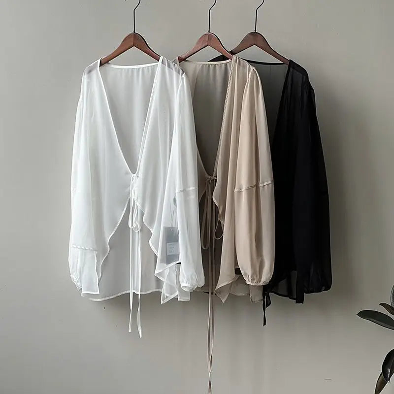 Women High Street Casual Lacing Button Cardigan Elegant All-match Top - MERGE.DAY.1.FREESTYLE