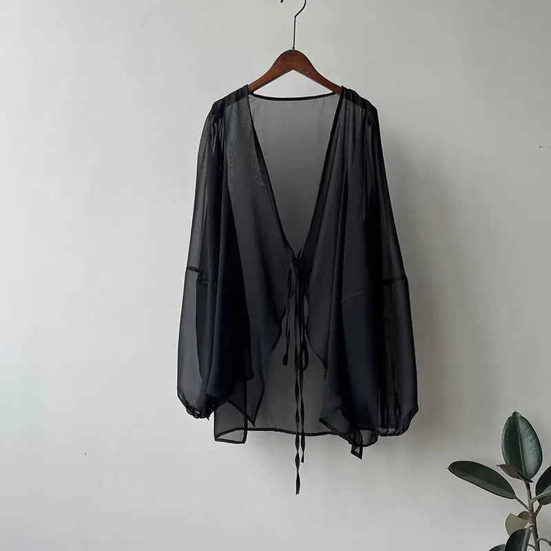 Women High Street Casual Lacing Button Cardigan Elegant All-match Top - MERGE.DAY.1.FREESTYLE