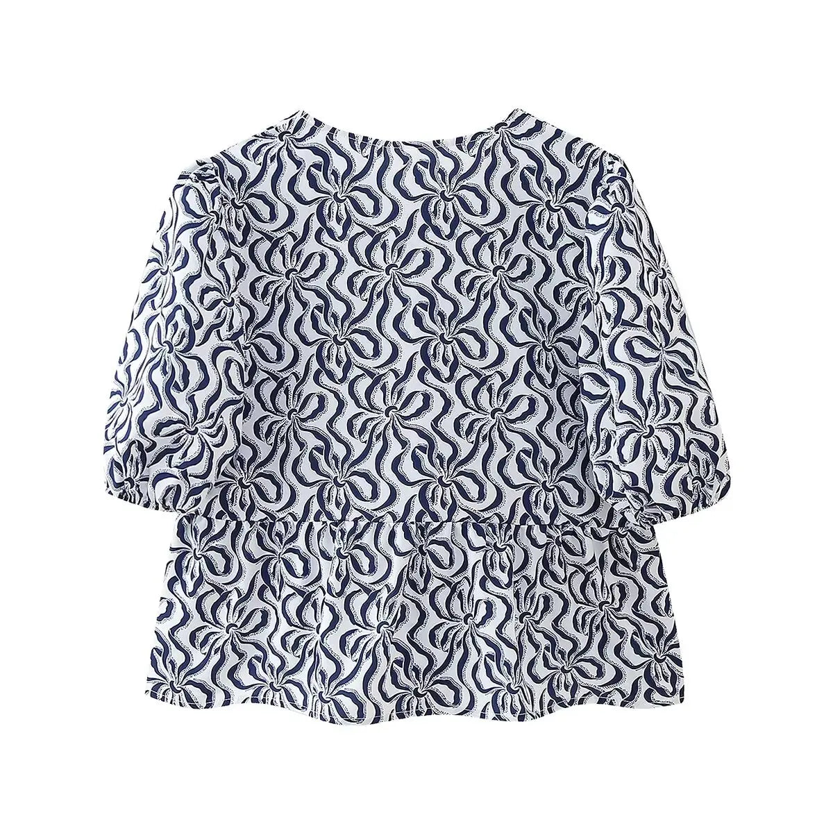 Leopard Blouse Puff Sleeve Crop Top Women's Summer Clothing - MERGE.DAY.1.FREESTYLE