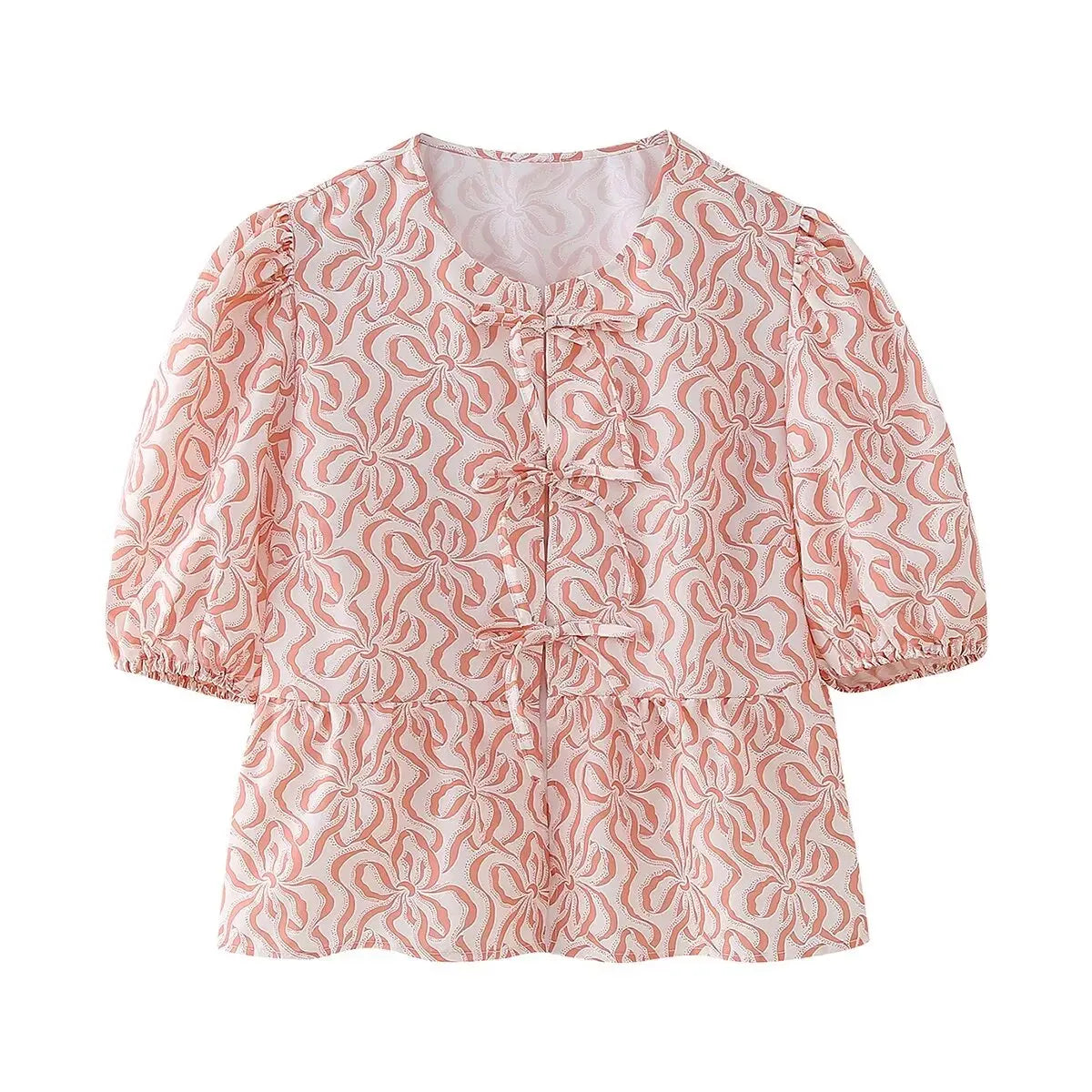 Leopard Blouse Puff Sleeve Crop Top Women's Summer Clothing - MERGE.DAY.1.FREESTYLE