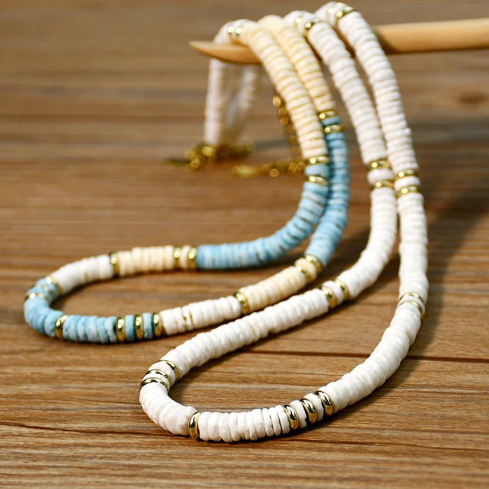 Shell Handmade Beaded Choker Surfer Necklaces - MERGE.DAY.1.FREESTYLE
