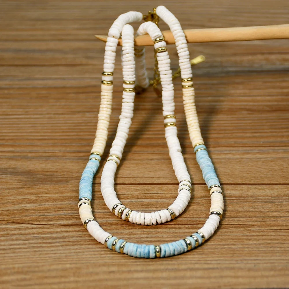 Shell Handmade Beaded Choker Surfer Necklaces - MERGE.DAY.1.FREESTYLE