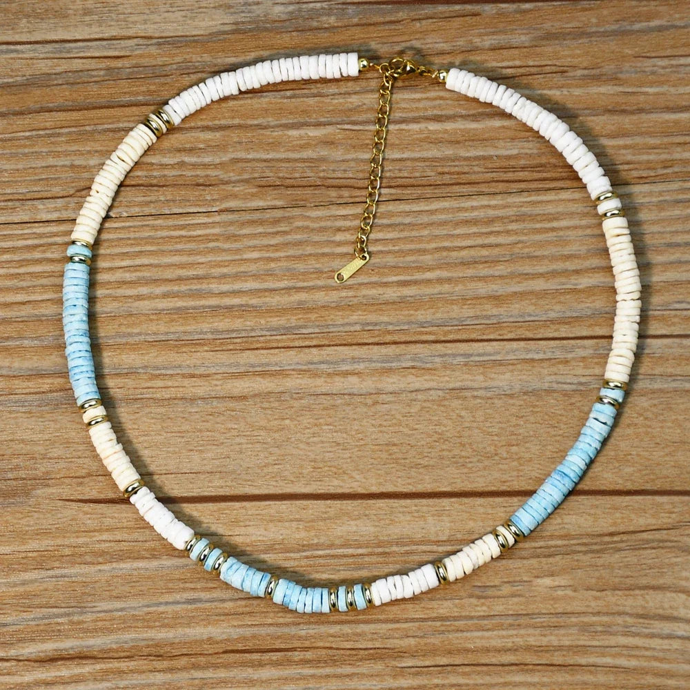 Shell Handmade Beaded Choker Surfer Necklaces - MERGE.DAY.1.FREESTYLE