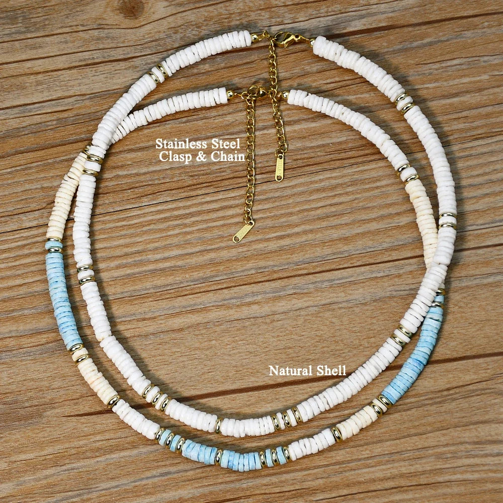 Shell Handmade Beaded Choker Surfer Necklaces - MERGE.DAY.1.FREESTYLE
