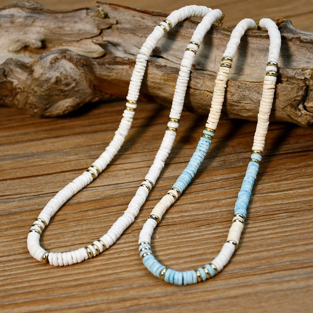 Shell Handmade Beaded Choker Surfer Necklaces - MERGE.DAY.1.FREESTYLE