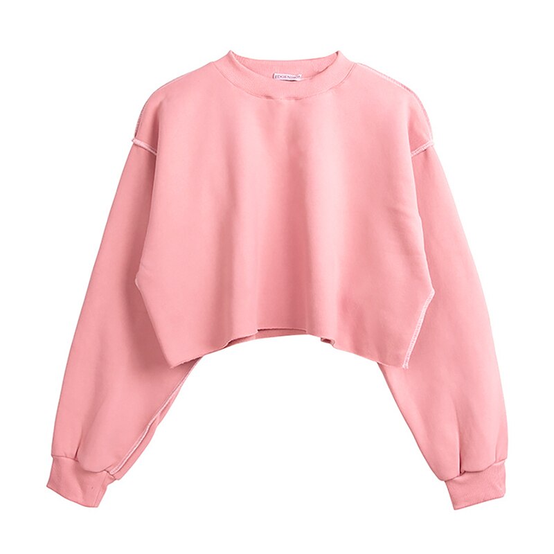 Thick Cotton Women Sweatshirt Hoodie Casual Loose Long Sleeve Streetwear Crop Pullover - MERGE.DAY.1.FREESTYLE