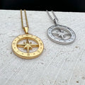 compass necklace Travel Necklace North Star Pendant Stainless - MERGE.DAY.1.FREESTYLE