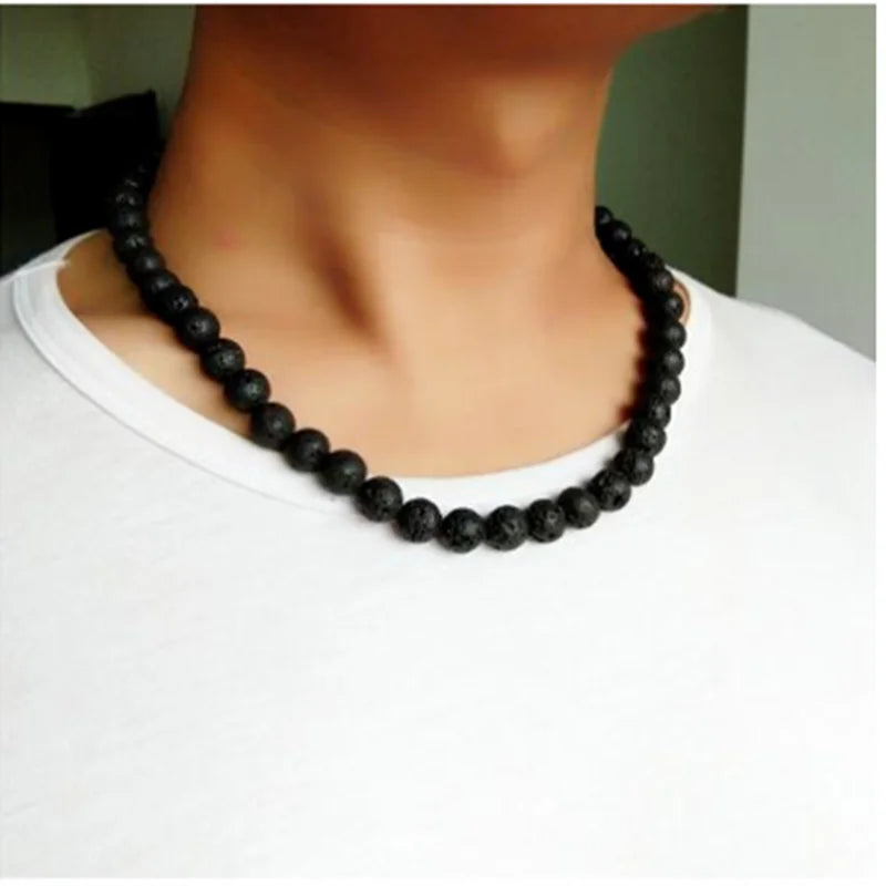 black bead necklace Yellow Tiger Eye Choker Rock Beads Necklace - MERGE.DAY.1.FREESTYLE