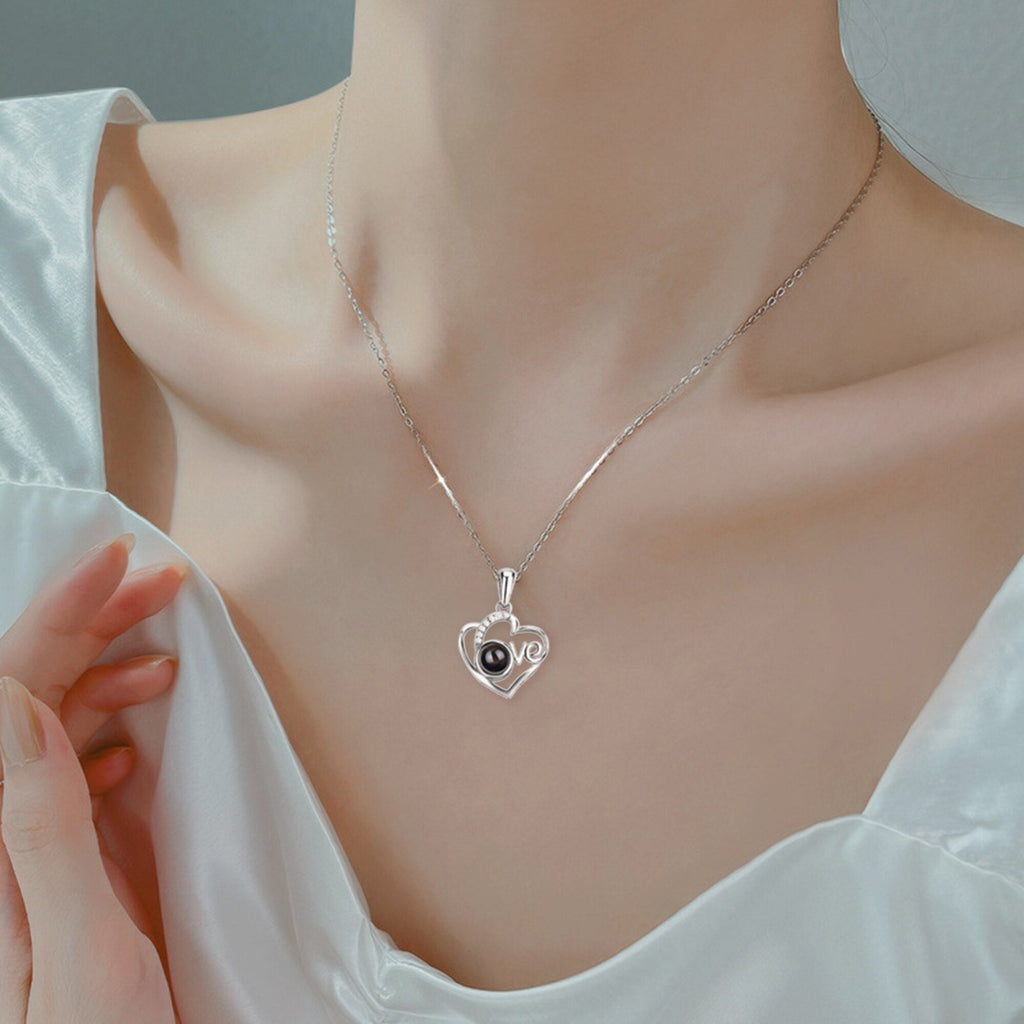 Customized Photo Projection Necklace Heart Pendant Necklace Love Memorial Jewelry - MERGE.DAY.1.FREESTYLE