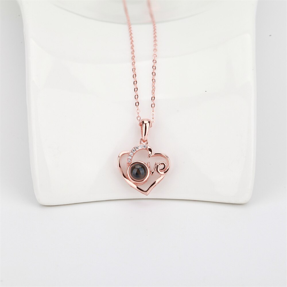 Customized Photo Projection Necklace Heart Pendant Necklace Love Memorial Jewelry - MERGE.DAY.1.FREESTYLE