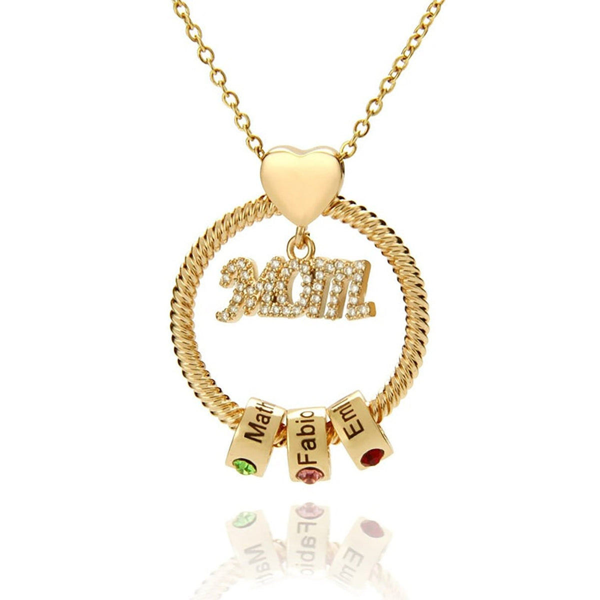 Personalised Circle Pendant Engraved Name Necklace With Birthstone Family Necklace - MERGE.DAY.1.FREESTYLE