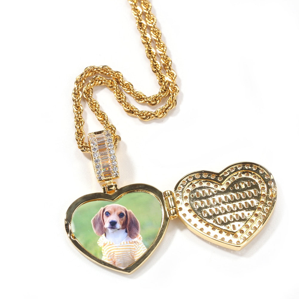 Large Size Heart Shape Custom Photo Locket Frame Pendant love necklaces for her - MERGE.DAY.1.FREESTYLE