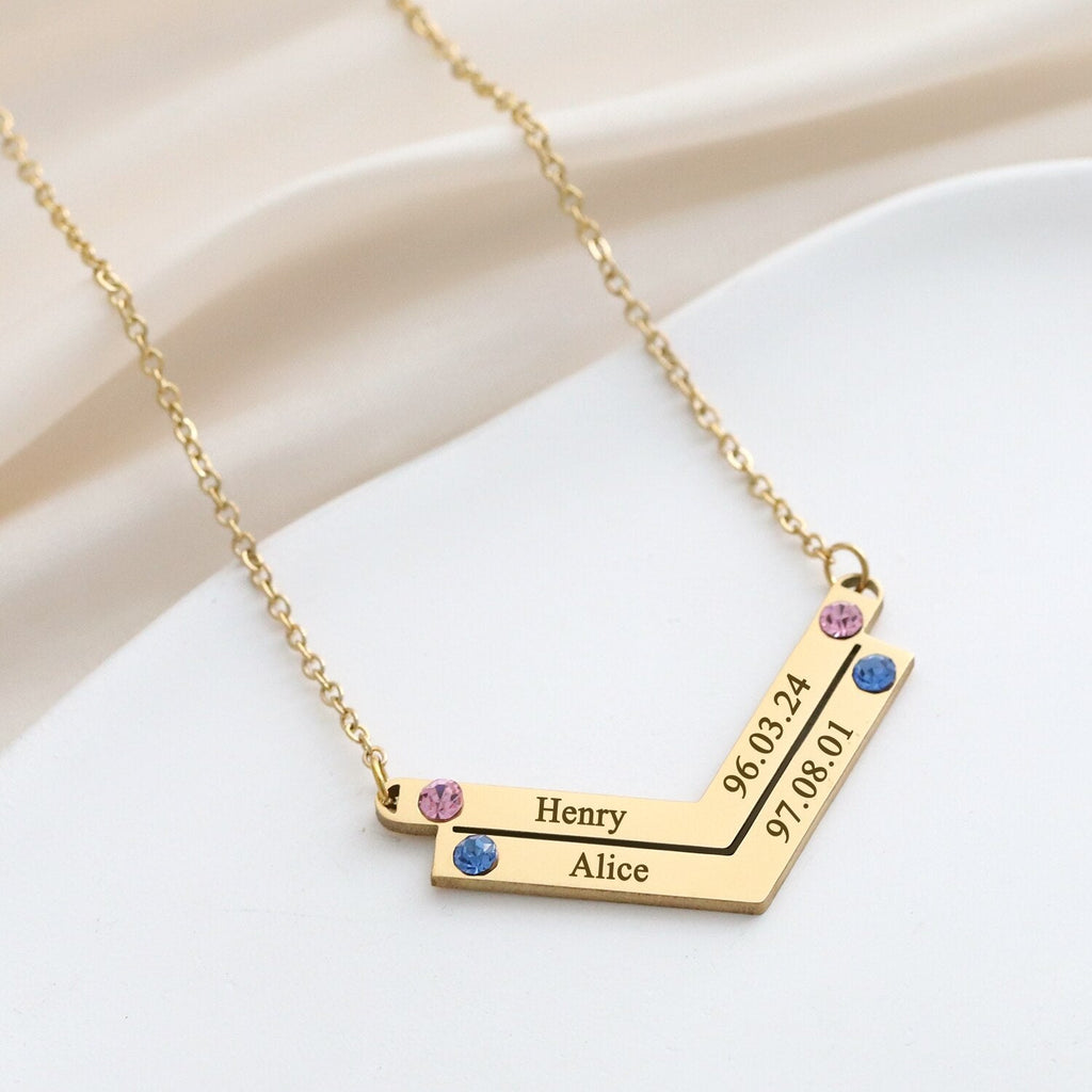 Personalized Family Necklace Mothers Day Birthstone Jewelry Customized Engraving Name Necklace - MERGE.DAY.1.FREESTYLE