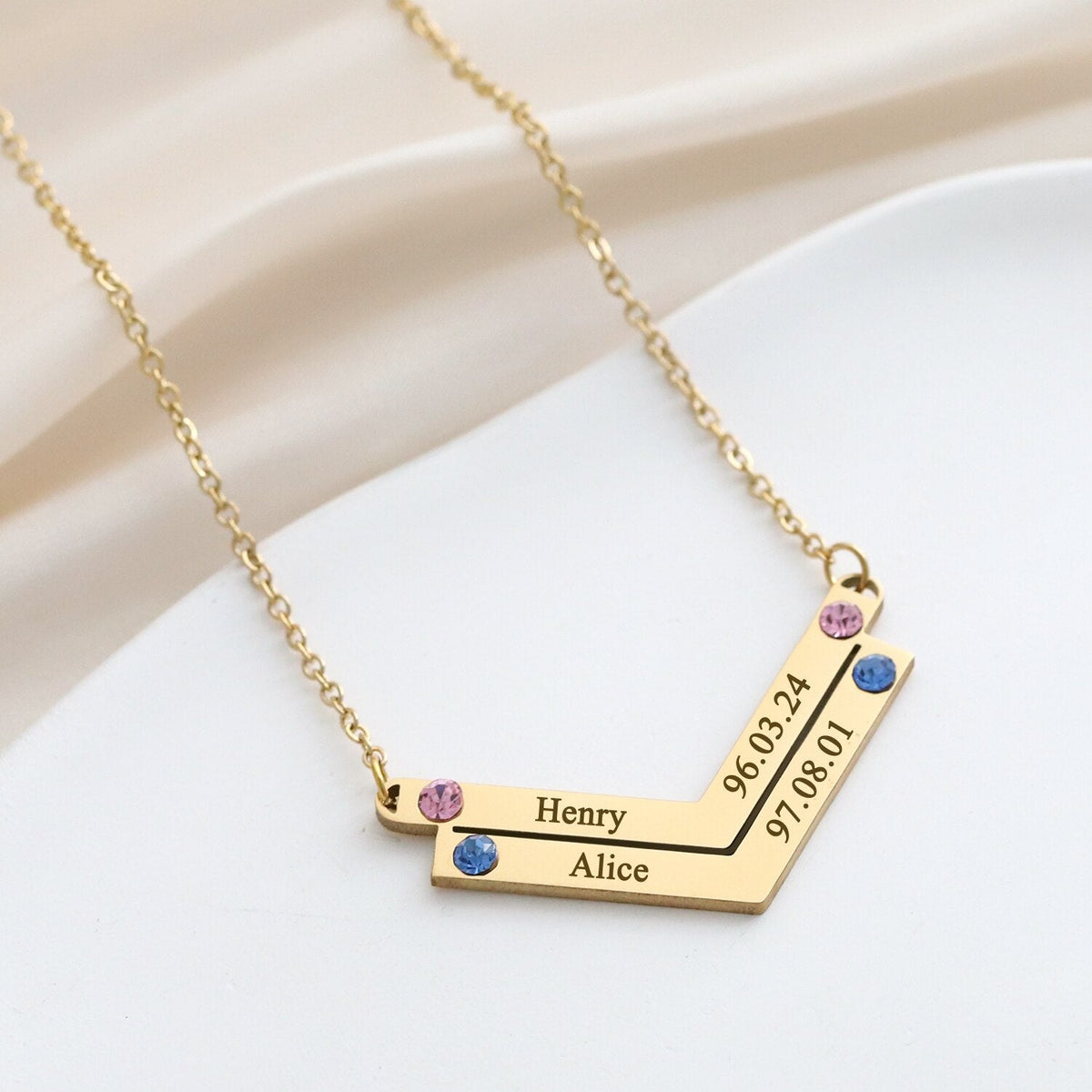 Personalized Family Necklace Mothers Day Birthstone Jewelry Customized Engraving Name Necklace - MERGE.DAY.1.FREESTYLE