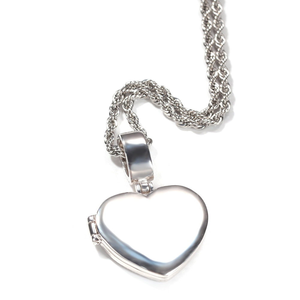 Large Size Heart Shape Custom Photo Locket Frame Pendant love necklaces for her - MERGE.DAY.1.FREESTYLE