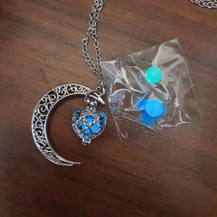 Glow In The Dark Necklace Moon Square Heart Necklaces For Woman Hollow Water Drop Pendant - MERGE.DAY.1.FREESTYLE