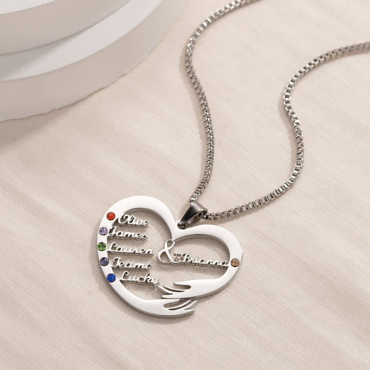 Custom Mom Necklace With Birthstones Personalized Heart Mother And Child Name Pendant - MERGE.DAY.1.FREESTYLE