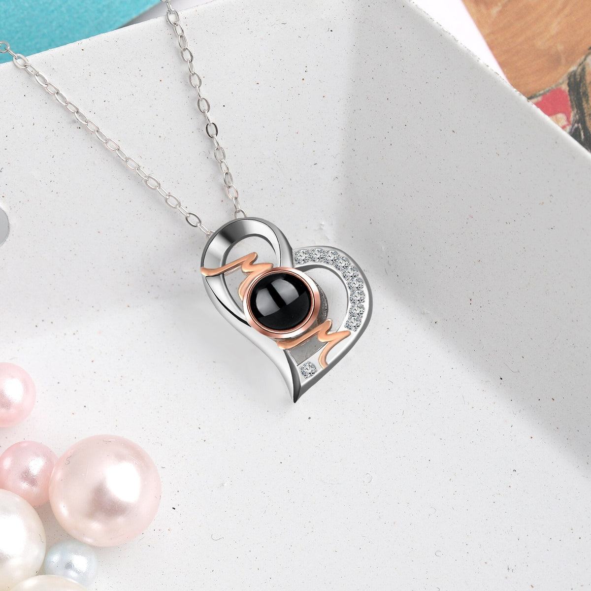 Heart Projection Necklace Personalized Photo MOM Pendant - MERGE.DAY.1.FREESTYLE