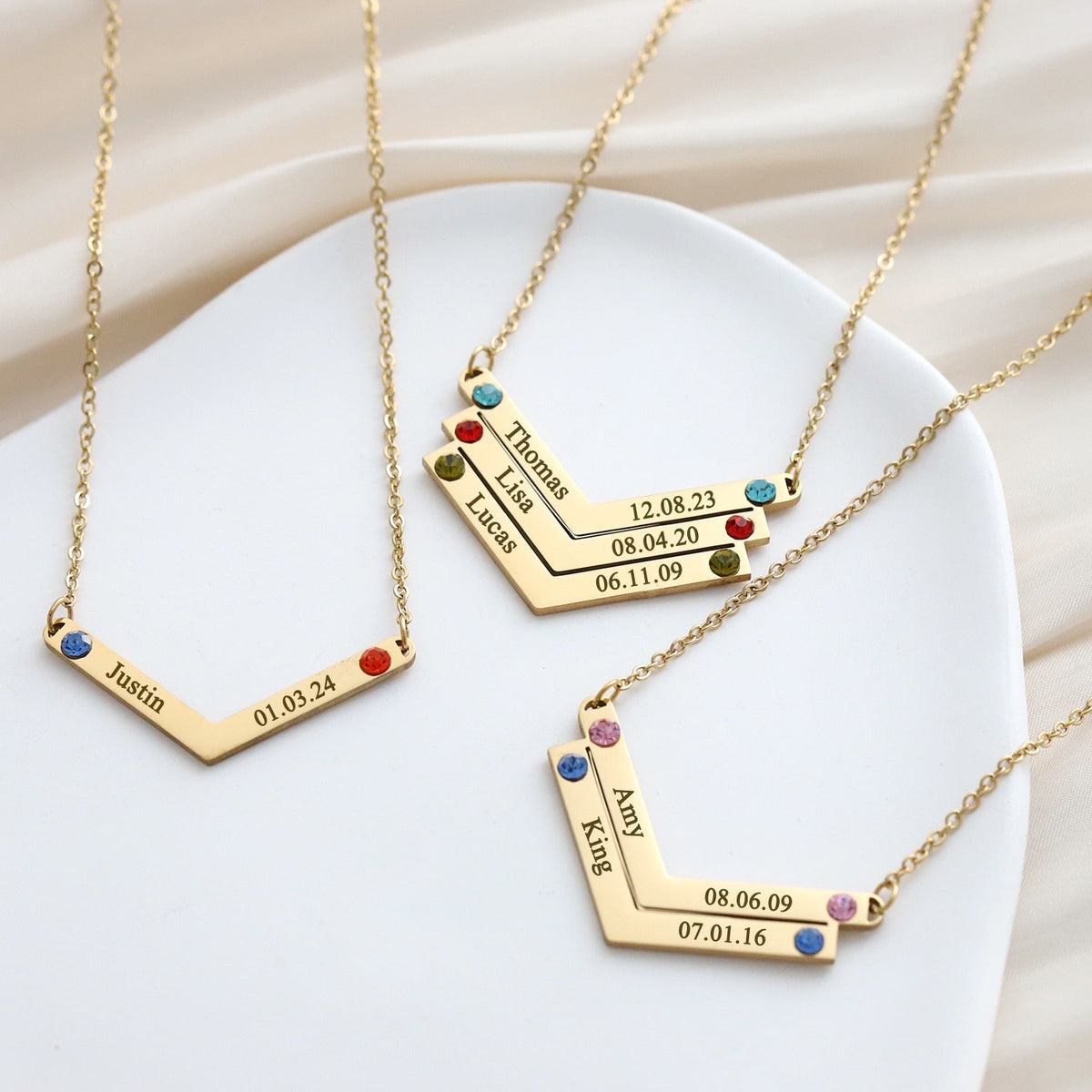 Personalized Family Necklace Mothers Day Birthstone Jewelry Customized Engraving Name Necklace - MERGE.DAY.1.FREESTYLE