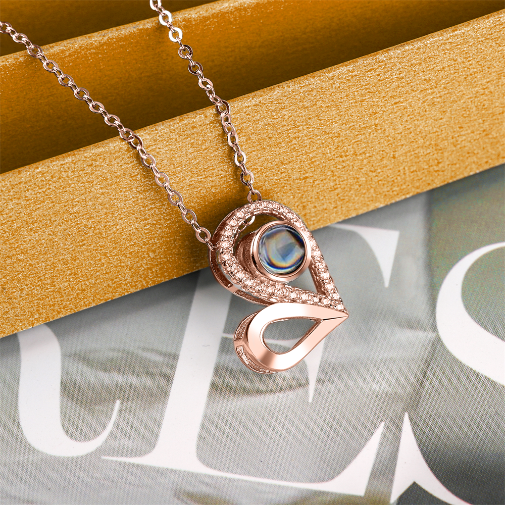 Custom Photo Name Projection Necklace For Love Memory Heart Shaped Necklaces - MERGE.DAY.1.FREESTYLE