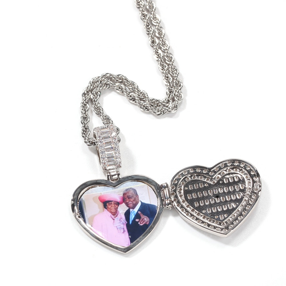 Large Size Heart Shape Custom Photo Locket Frame Pendant love necklaces for her - MERGE.DAY.1.FREESTYLE