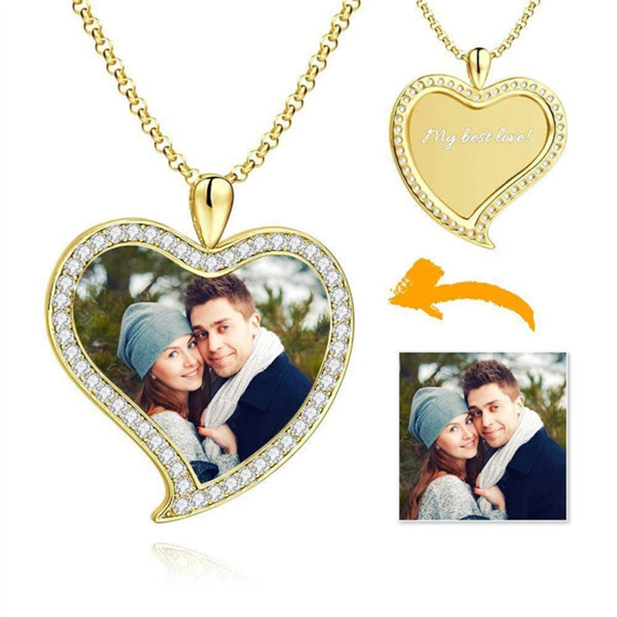 Custom Made Photo Necklace Pendant Hip Hop Heart-shaped Necklace Iced Out Cubic Zircon Jewelry - MERGE.DAY.1.FREESTYLE