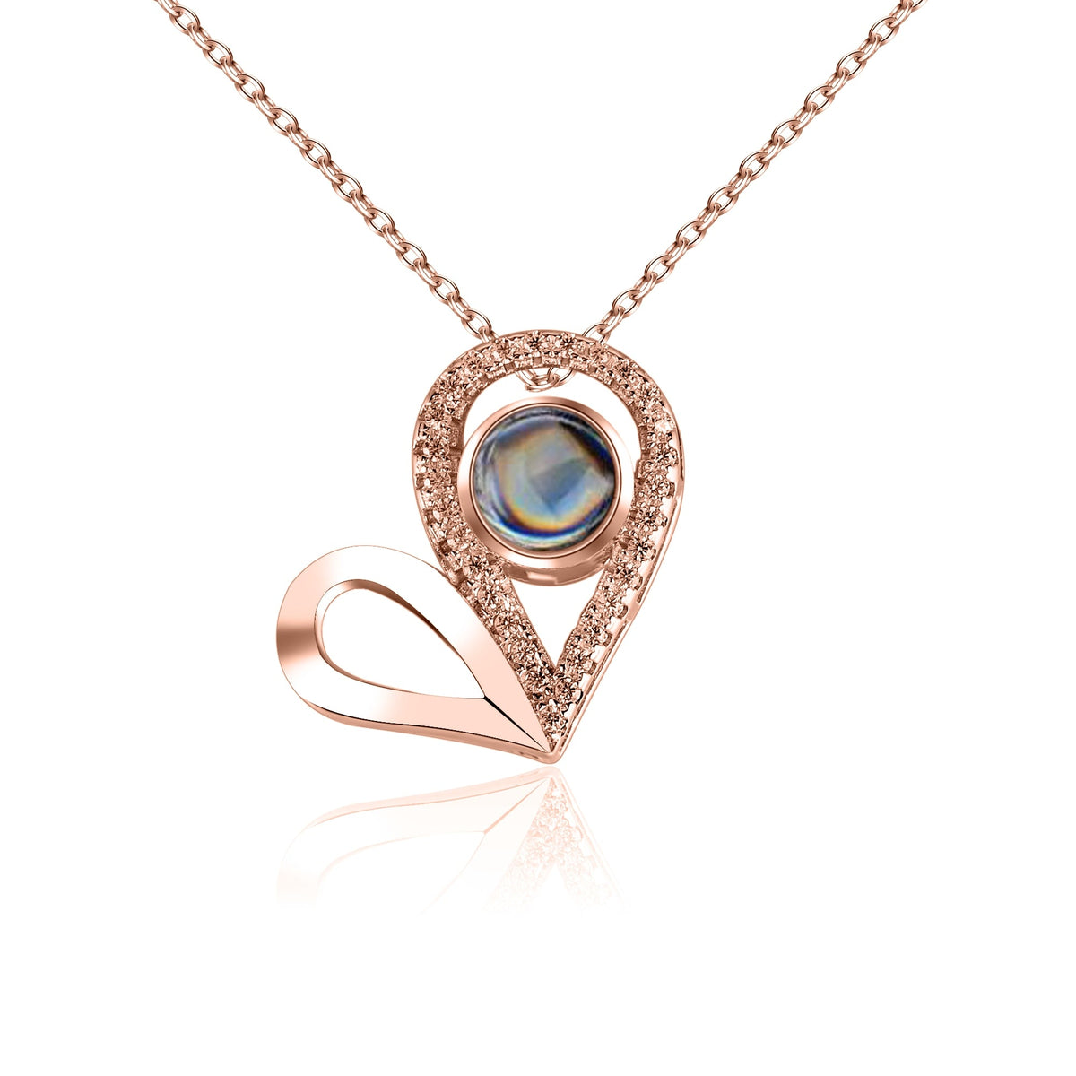 Custom Photo Name Projection Necklace For Love Memory Heart Shaped Necklaces - MERGE.DAY.1.FREESTYLE