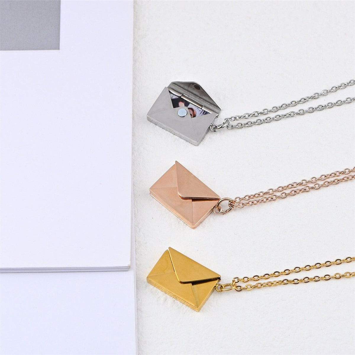 Personalized Custom Envelope Custom Photo Engraved Name Necklace Pendant - MERGE.DAY.1.FREESTYLE