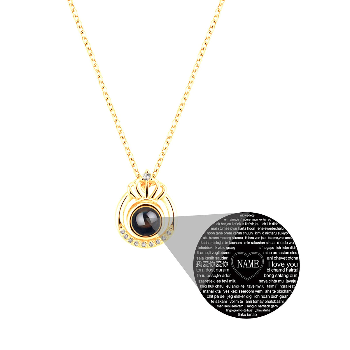 Crown Necklace Projection Pendant Custom Name Photo Memorial Gift - MERGE.DAY.1.FREESTYLE