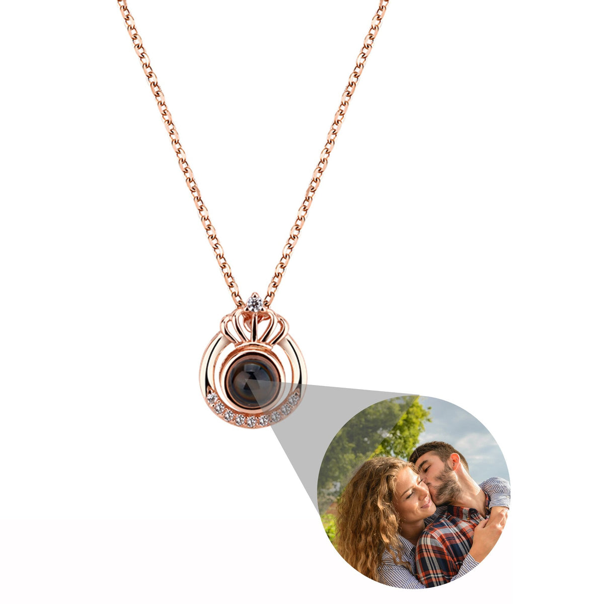 Crown Necklace Projection Pendant Custom Name Photo Memorial Gift - MERGE.DAY.1.FREESTYLE