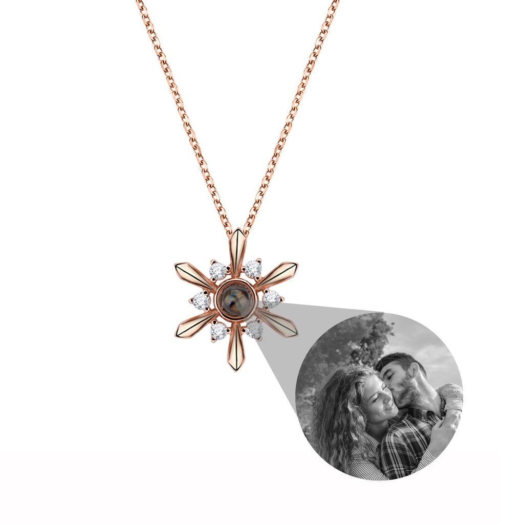 Snowflake Shaped Projection Necklace Photo Charming Jewelry Memorial Gifts - MERGE.DAY.1.FREESTYLE