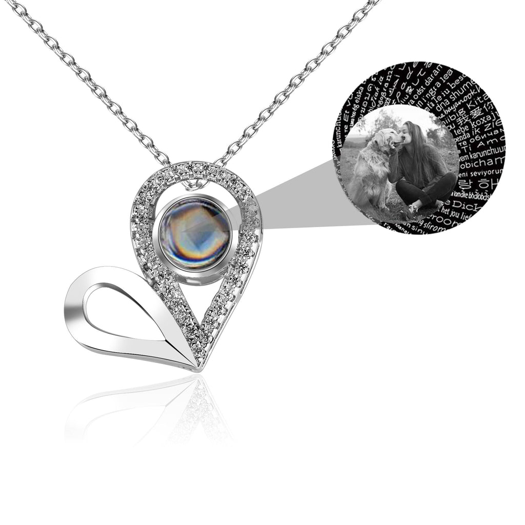 Custom Photo Name Projection Necklace For Love Memory Heart Shaped Necklaces - MERGE.DAY.1.FREESTYLE