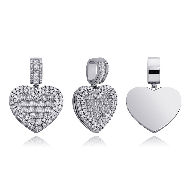 Large Size Heart Shape Custom Photo Locket Frame Pendant love necklaces for her - MERGE.DAY.1.FREESTYLE