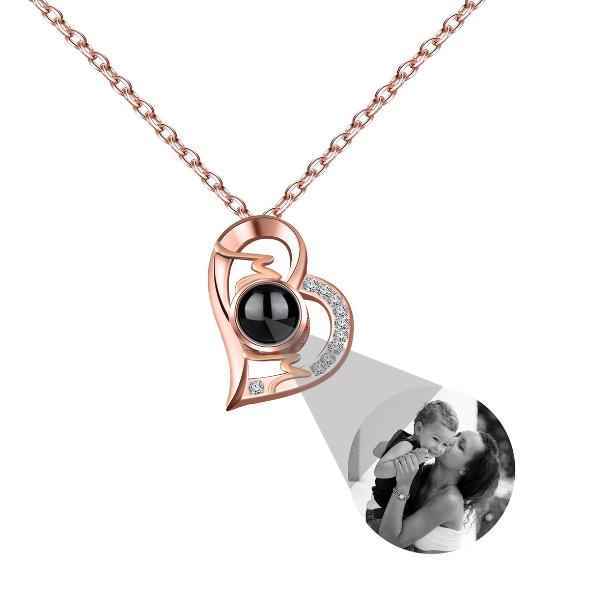 Heart Projection Necklace Personalized Photo MOM Pendant - MERGE.DAY.1.FREESTYLE