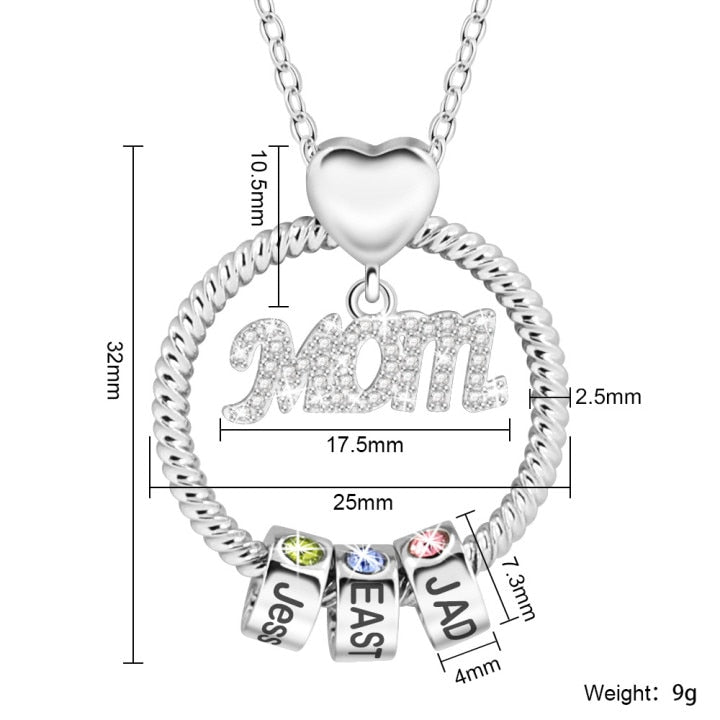 Personalised Circle Pendant Engraved Name Necklace With Birthstone Family Necklace - MERGE.DAY.1.FREESTYLE