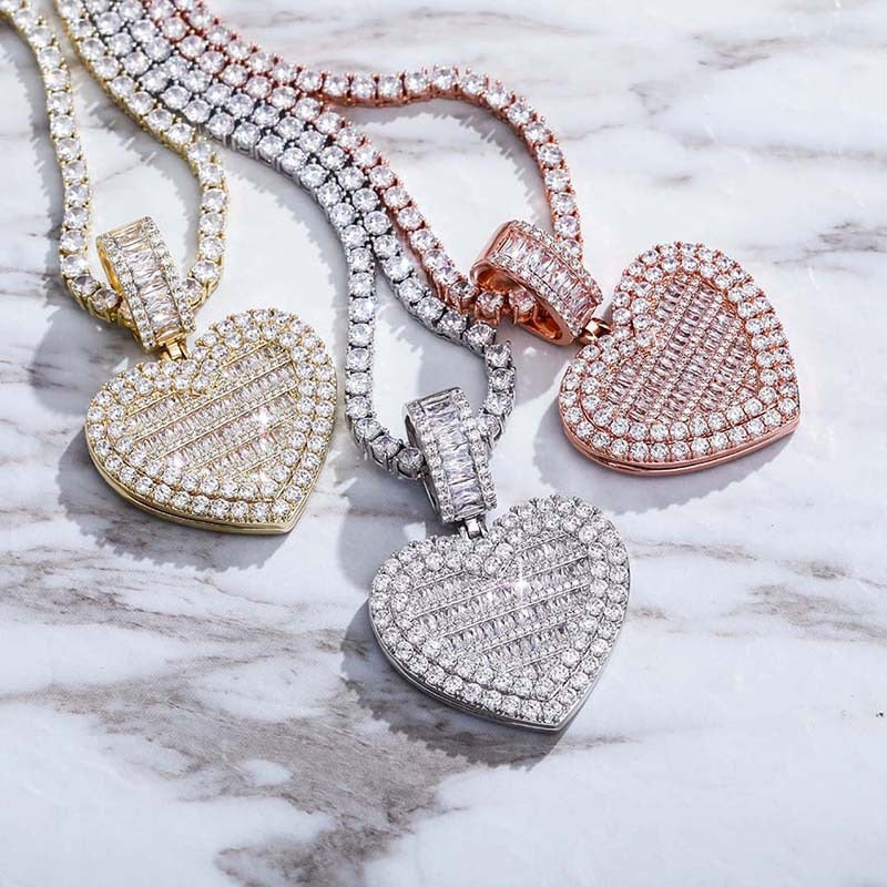 Large Size Heart Shape Custom Photo Locket Frame Pendant love necklaces for her - MERGE.DAY.1.FREESTYLE