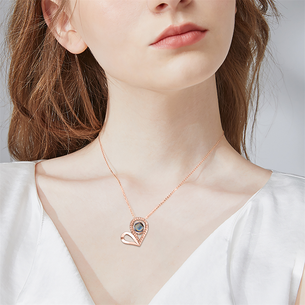 Custom Photo Name Projection Necklace For Love Memory Heart Shaped Necklaces - MERGE.DAY.1.FREESTYLE