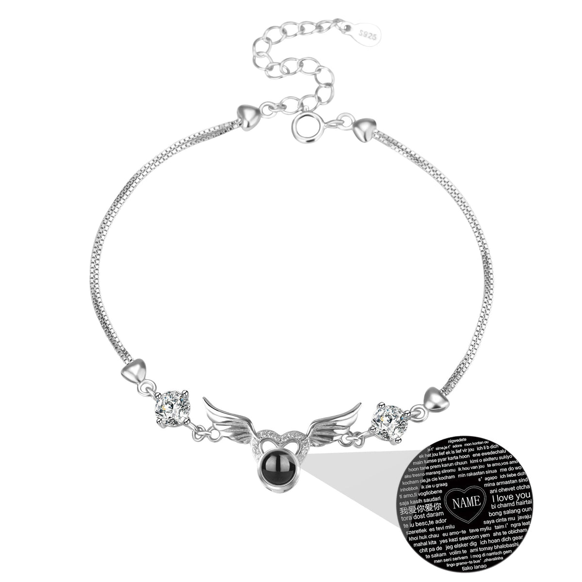 Personalized Photo 100 Languages Projection Bracelet for Angle Wing Memory Bracelets - MERGE.DAY.1.FREESTYLE