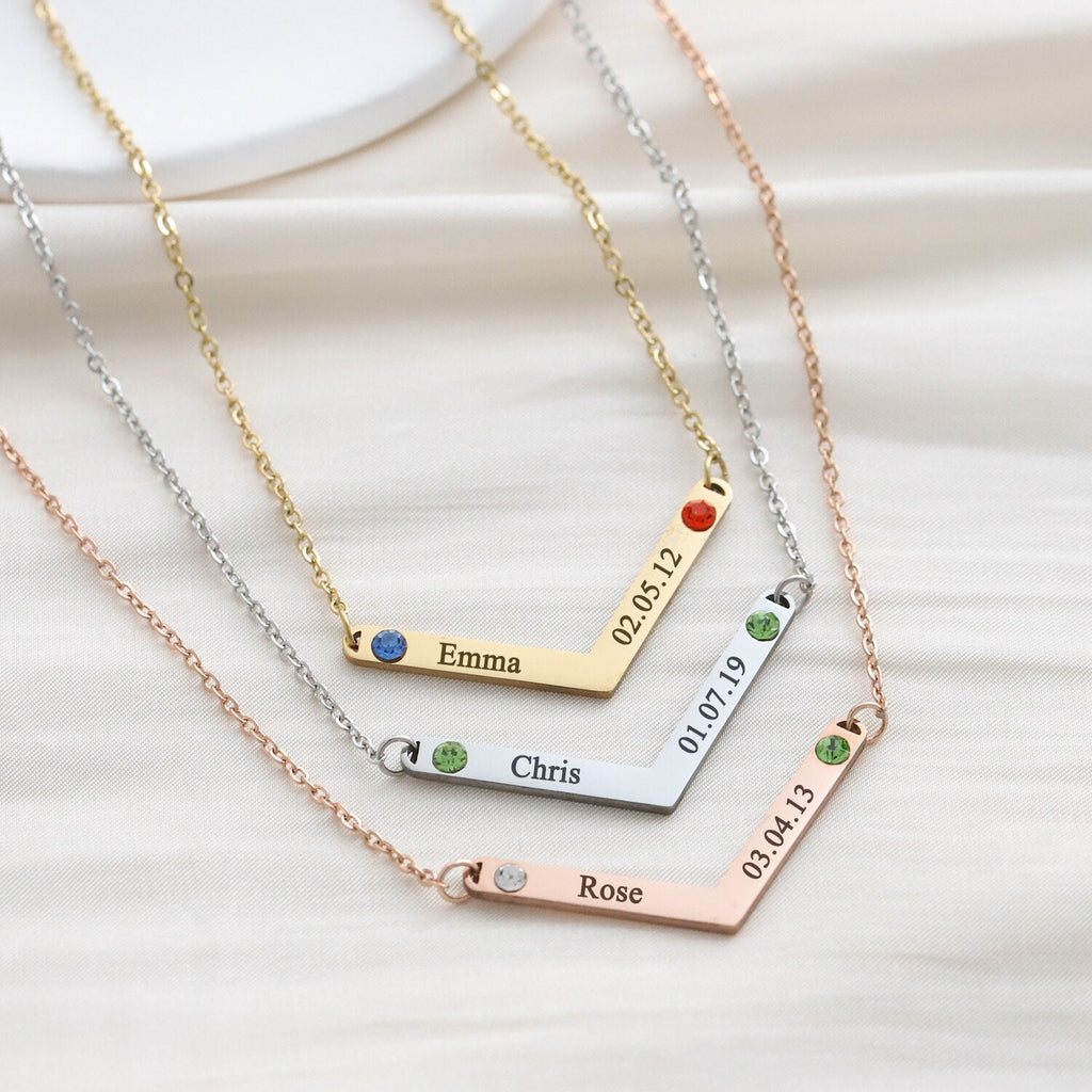 Personalized Family Necklace Mothers Day Birthstone Jewelry Customized Engraving Name Necklace - MERGE.DAY.1.FREESTYLE
