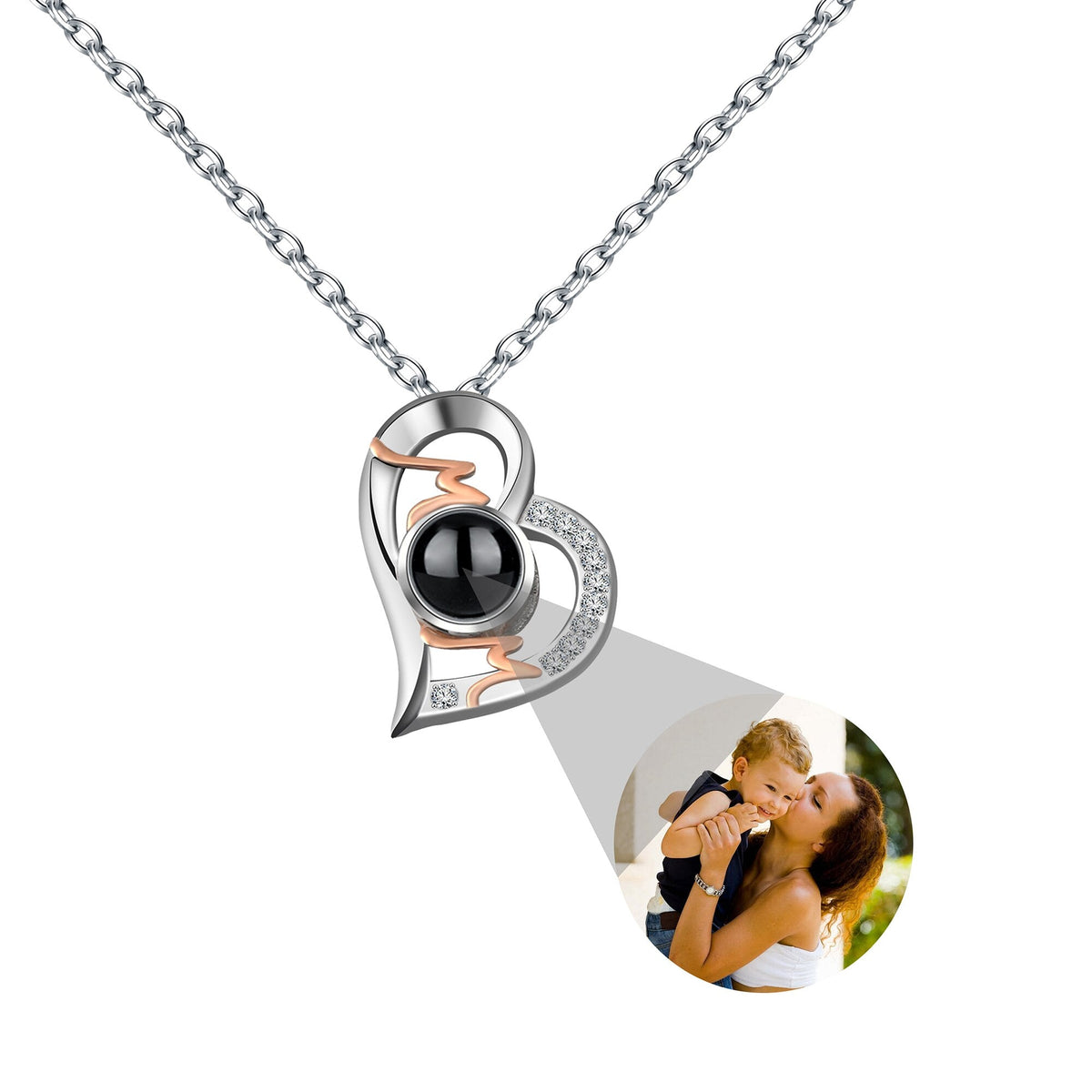 Heart Projection Necklace Personalized Photo MOM Pendant - MERGE.DAY.1.FREESTYLE