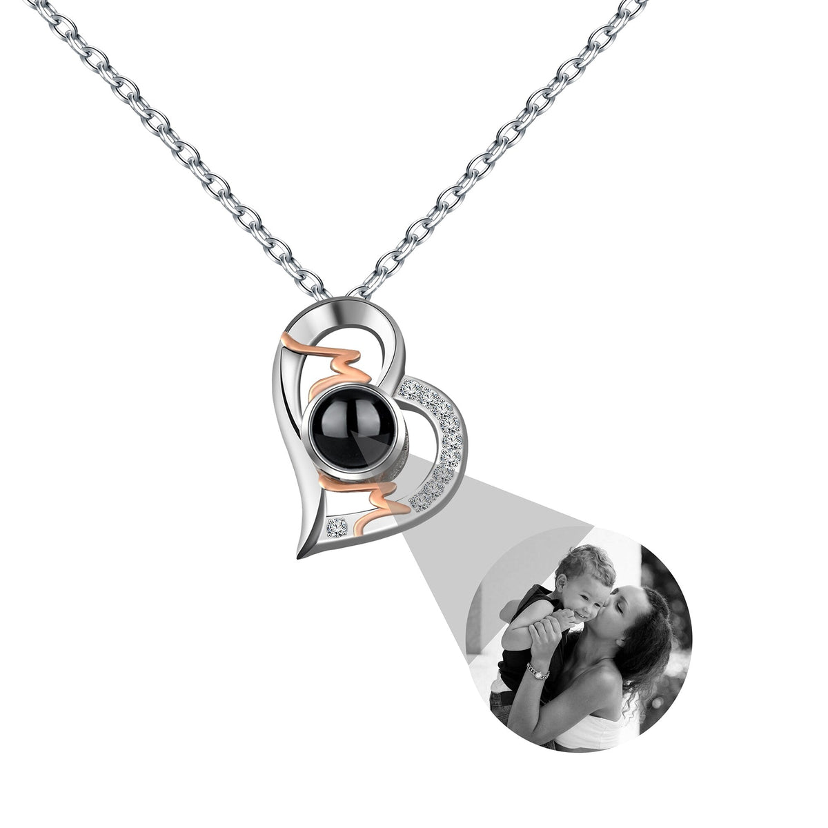 Heart Projection Necklace Personalized Photo MOM Pendant - MERGE.DAY.1.FREESTYLE