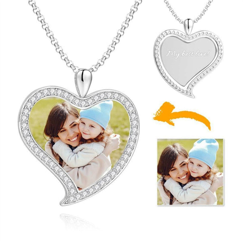 Custom Made Photo Necklace Pendant Hip Hop Heart-shaped Necklace Iced Out Cubic Zircon Jewelry - MERGE.DAY.1.FREESTYLE